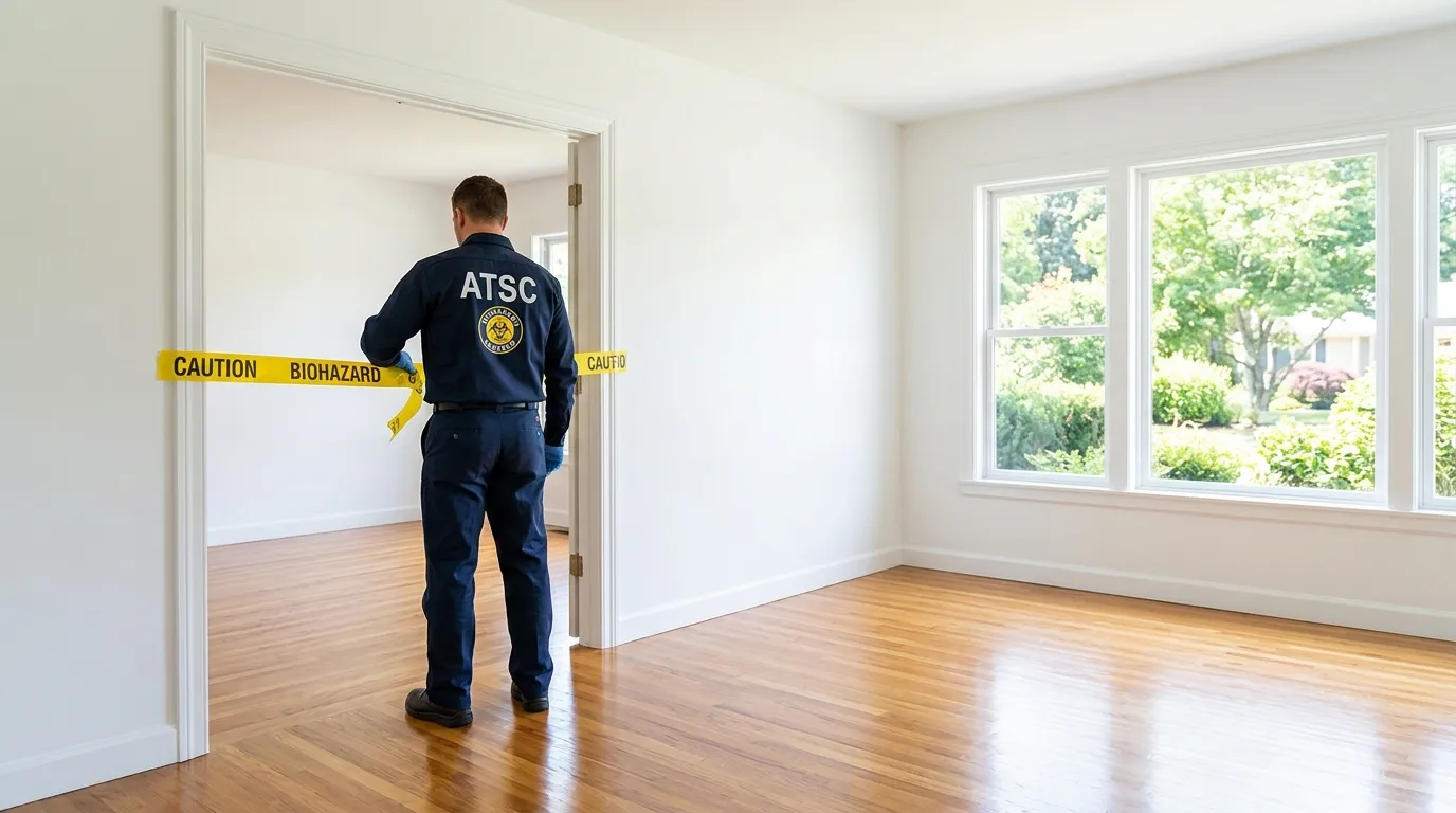 Certified biohazard cleanup crew performing Decomposition Cleanup in Mexia